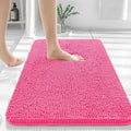 Kitinjoy Luxury Chenille Bath Rugs Machine Washable Non-Slip Plush Shaggy Bathroom Mats Rugs Toilet Bathtub Room Foot Floor Mats