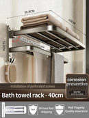 Upgrade And Thicken Grey/Black 40CM-60CM Towel Rack Space Aluminum Toilet Storage Rack Wall Mounted BathTowel Rack