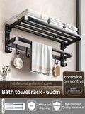 Upgrade And Thicken Grey/Black 40CM-60CM Towel Rack Space Aluminum Toilet Storage Rack Wall Mounted BathTowel Rack